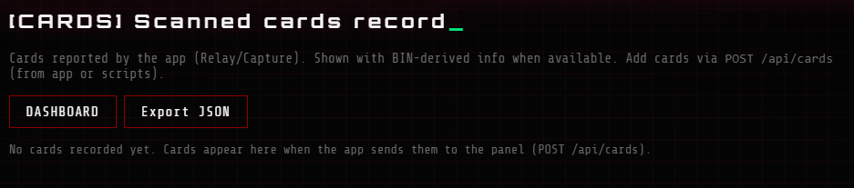 Cards – Scanned cards record